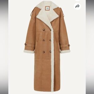 NWT- Ducie London Evander Shearling Maxi Coat in Camel XS/S